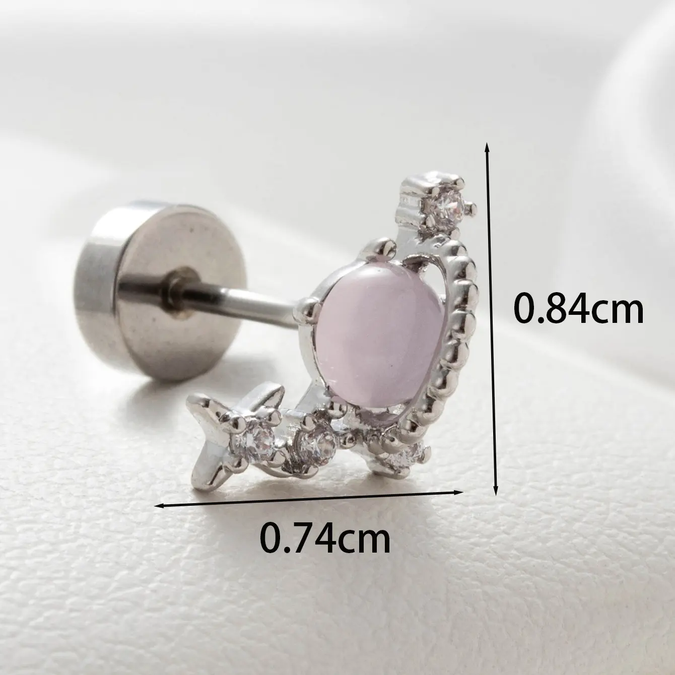 1 Piece Simple Series Classic Heart Titanium Steel   Gold Color Zircon Women's Stud Earrings h5 